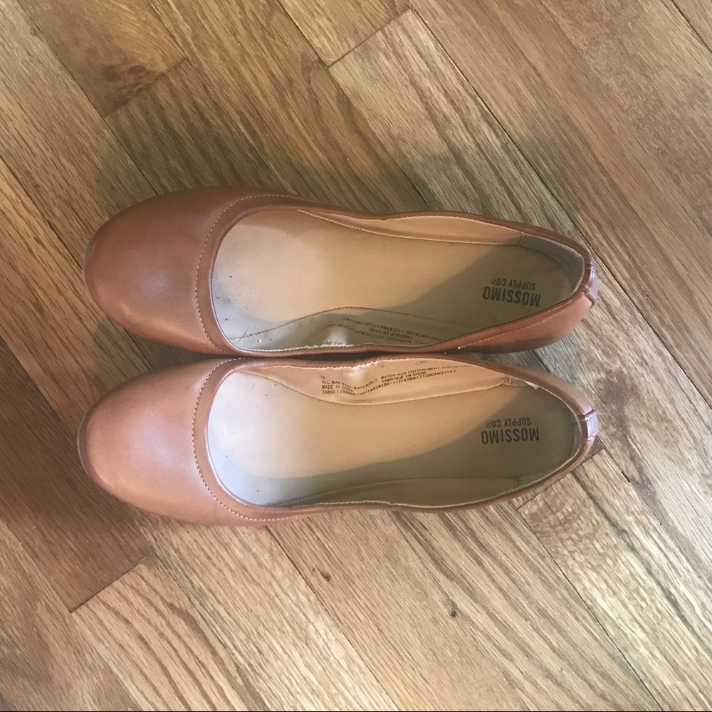 Brown Faux Leather Flats